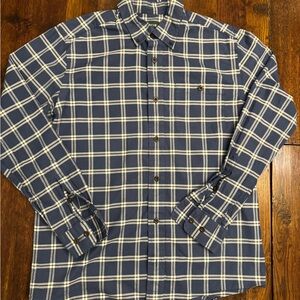 Orvis Navy and White Signature Twill Checkered Button Down Shirt - Mediim